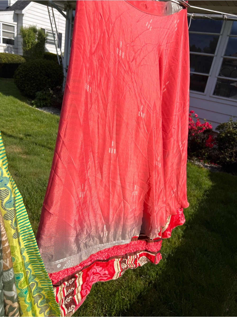 Silk Indian Reversible Maxi Skirt with adjustable waist